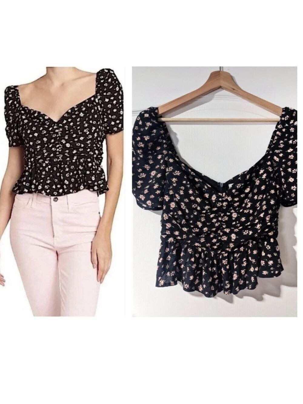 ASTR the Label | Sweetheart neckline top in Floral ditsy print